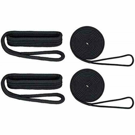 LASTPLAY 0.37 x 15 ft. Double Braid Fender & Dock Line Value Pack Black LA2624496